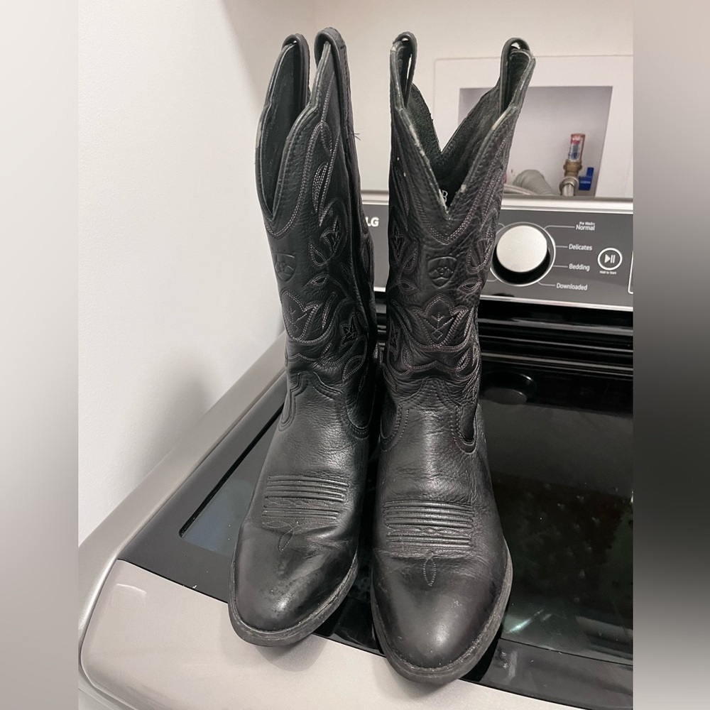 Ariat Black Heeled Boots with Western Stitching